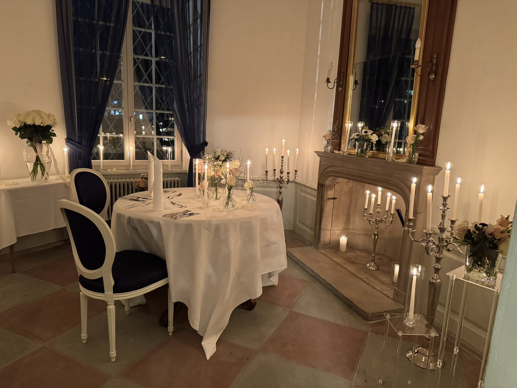 Candlelit private dinner for two in a Swiss castle